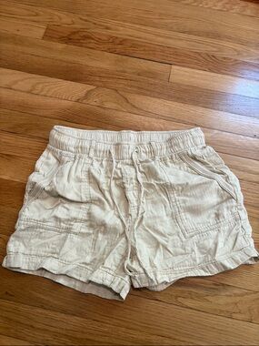 Casual Women's Drawstring Linen-Blend Shorts in Cream